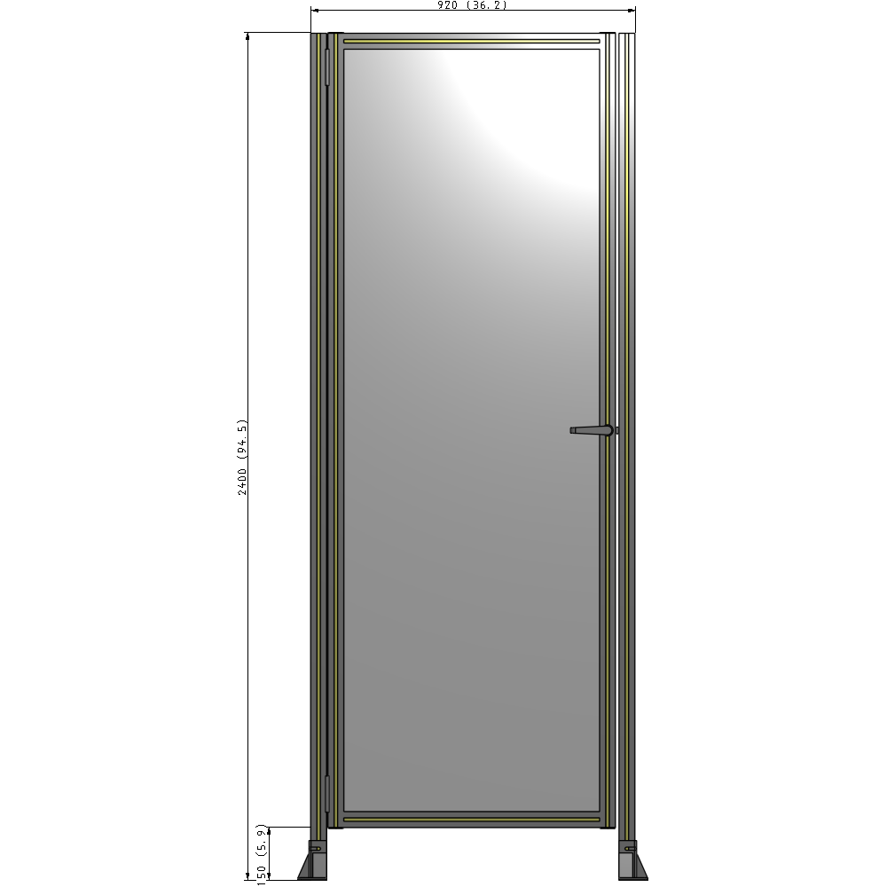 G5-2400-0920-0150-EYPTK DOOR-ROBUST FRAME, HANDLE/INTERNAL EGRESS ON RIGHT 2135MM X 920MM 1/4" POLYCARBONATE, AS A KIT