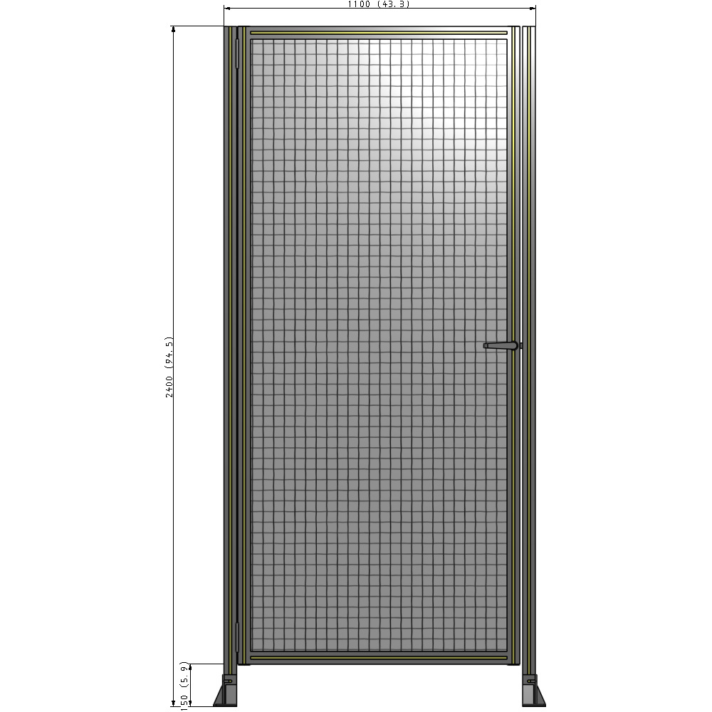 G5-2400-1100-0150-EYMTA DOOR-ROBUST FRAME, HANDLE/INTERNAL EGRESS ON RIGHT 2135MM X 1100MM 1" MESH, FULLY ASSEMBLED