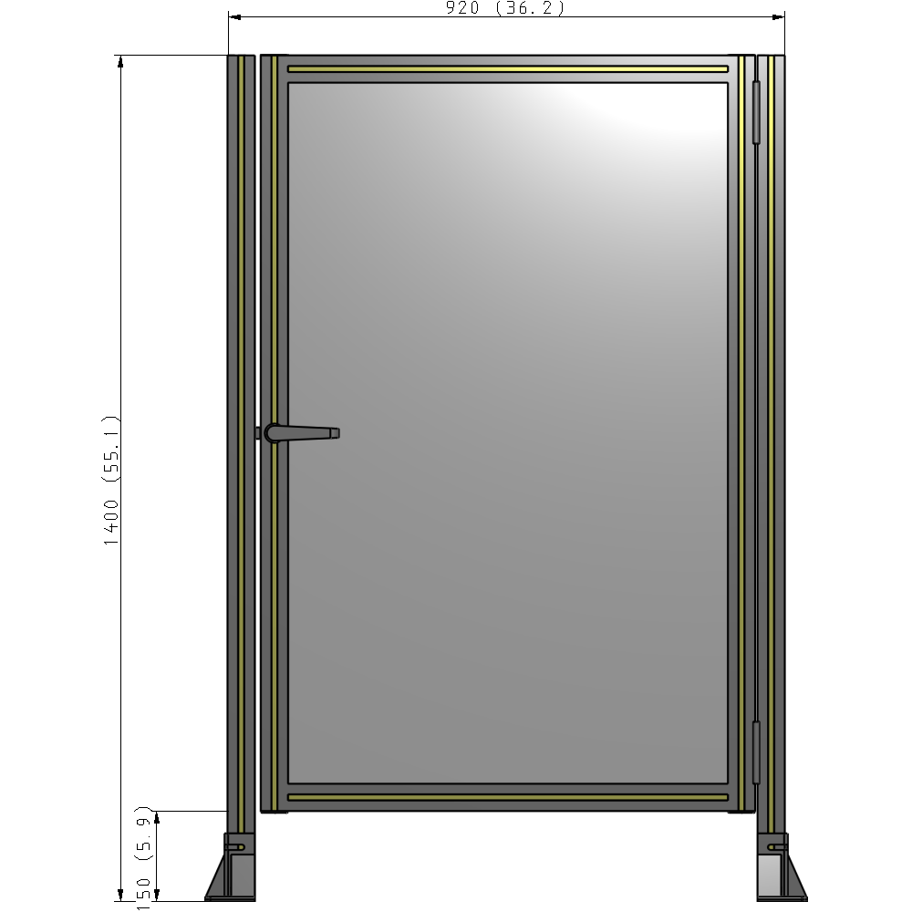 G6-1400-0920-0150-EYPTK DOOR-ROBUST FRAME, HANDLE/INTERNAL EGRESS ON LEFT 1400MM X 920MM 1/4" POLYCARBONATE, AS A KIT