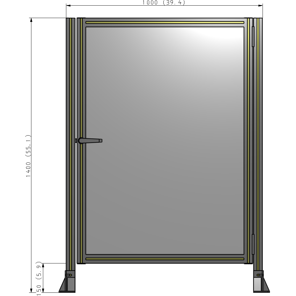 G6-1400-1000-0150-EYPTA DOOR-ROBUST FRAME, HANDLE/INTERNAL EGRESS ON LEFT 1400MM X 1000MM 1/4" POLYCARBONATE, ASSEMBLED