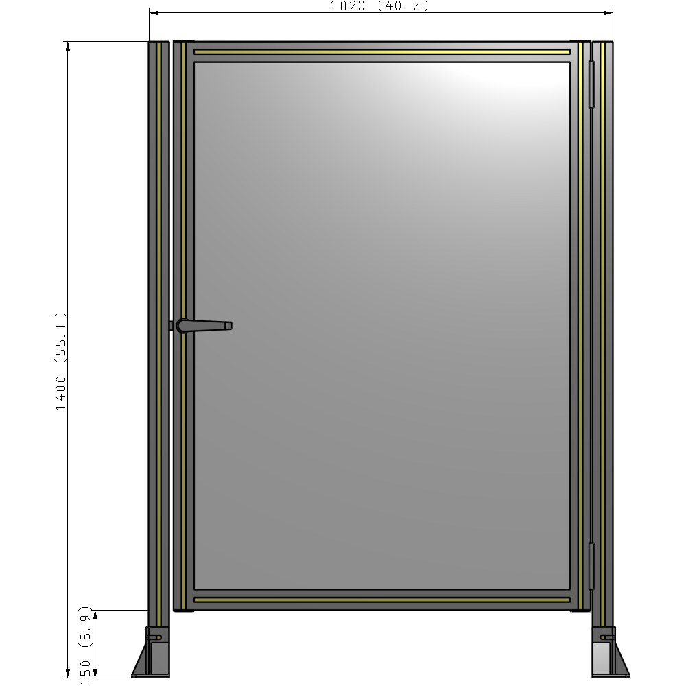 G6-1400-1020-0150-EYPTA DOOR-ROBUST FRAME, HANDLE/INTERNAL EGRESS ON LEFT 1400MM X 1020MM 1/4" POLYCARBONATE, ASSEMBLED