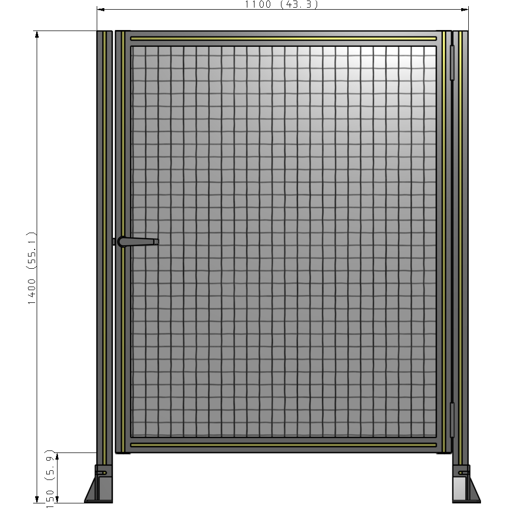 G6-1400-1100-0150-EYMTK DOOR-ROBUST FRAME, HANDLE/INTERNAL EGRESS ON LEFT 1400MM X 1100MM 1" MESH, AS A KIT