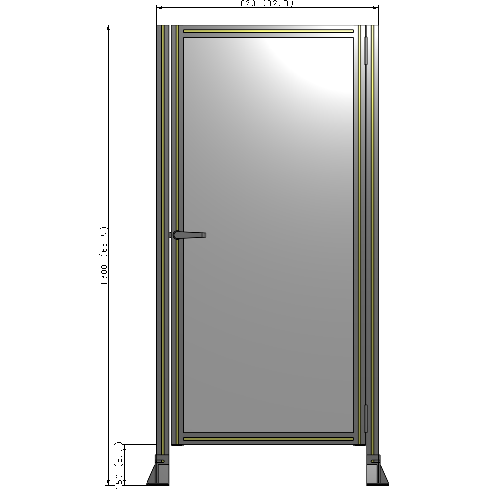 G6-1700-0820-0150-EYPTA DOOR-ROBUST FRAME, HANDLE/INTERNAL EGRESS ON LEFT 1700MM X 820MM 1/4" POLYCARBONATE, AS A KIT