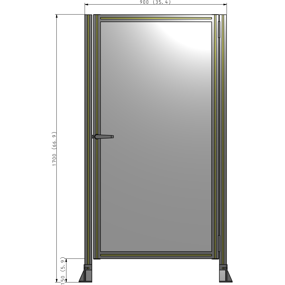 G6-1700-0900-0150-EYPTK DOOR-ROBUST FRAME, HANDLE/INTERNAL EGRESS ON LEFT 1700MM X 900MM 1/4" POLYCARBONATE, AS A KIT