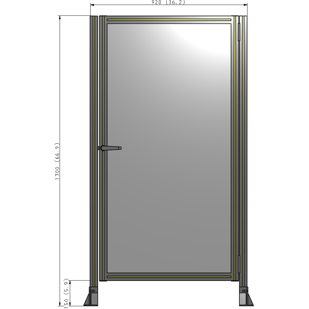 G6-1700-0920-0150-EYPTA DOOR-ROBUST FRAME, HANDLE/INTERNAL EGRESS ON LEFT 1700MM X 920MM 1/4" POLYCARBONATE, ASSEMBLED