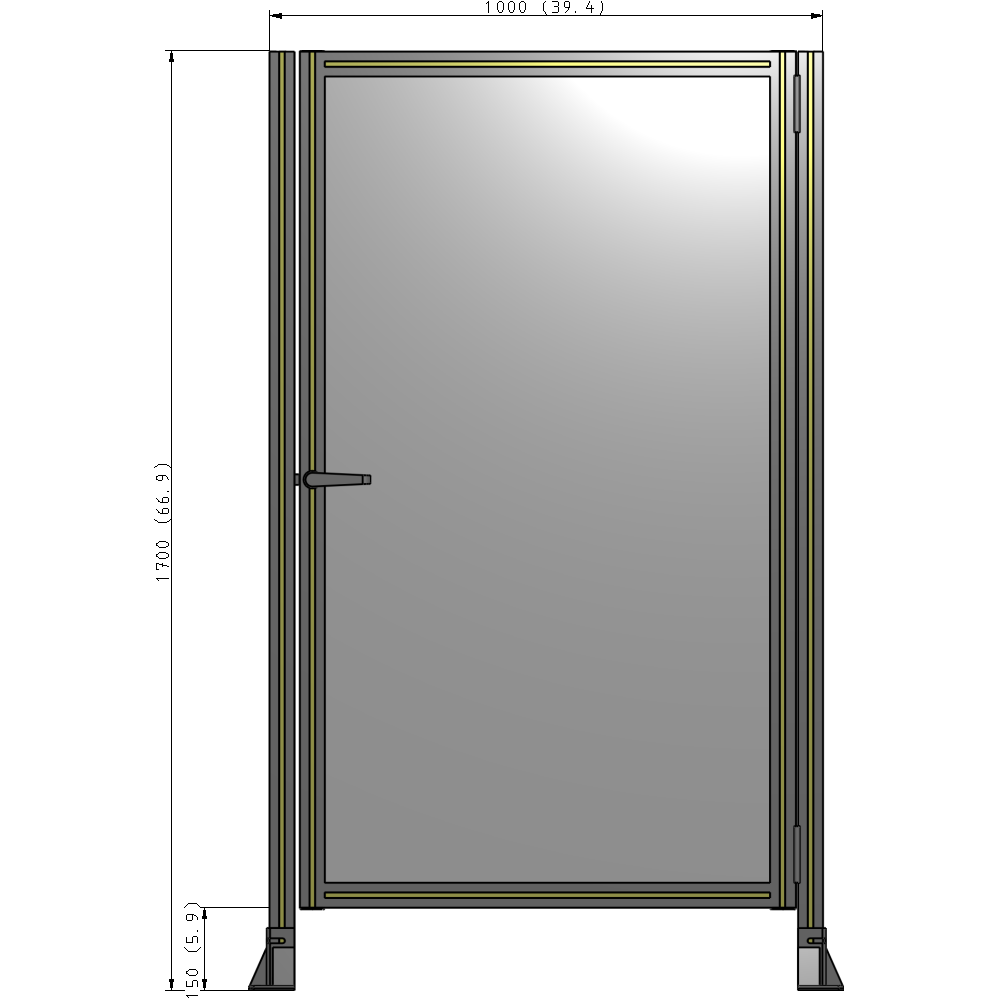 G6-1700-1000-0150-EYPTA DOOR-ROBUST FRAME, HANDLE/INTERNAL EGRESS ON LEFT 1700MM X 1000MM 1/4" POLYCARBONATE, ASSEMBLED