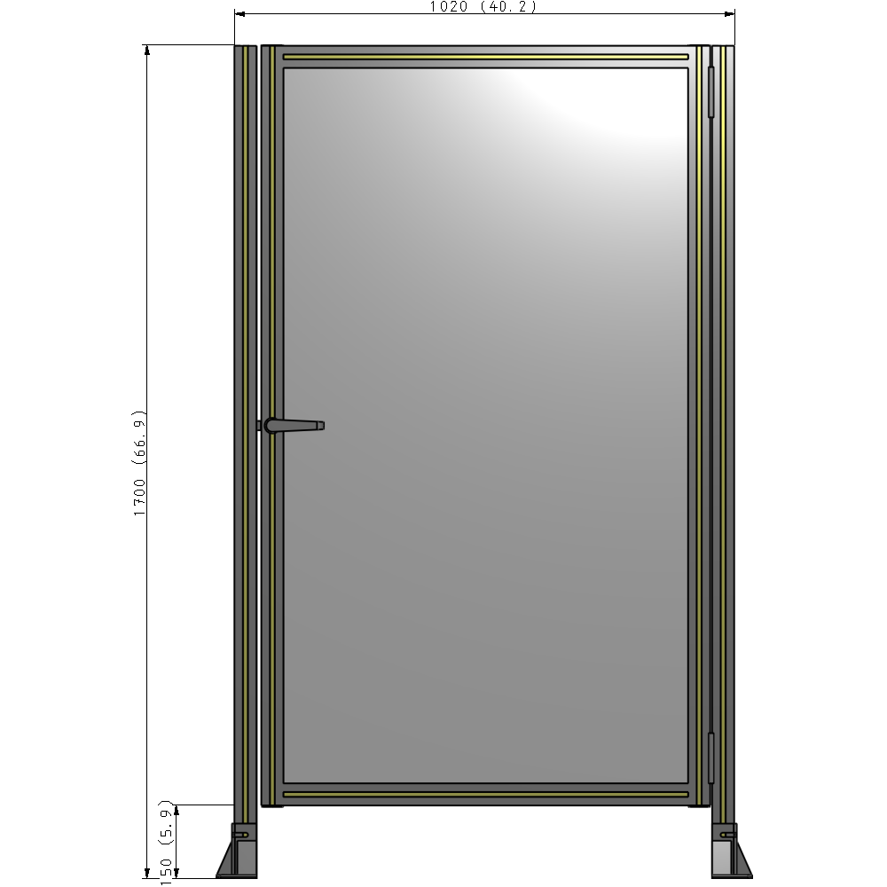 G6-1700-1020-0150-EYPTA DOOR-ROBUST FRAME, HANDLE/INTERNAL EGRESS ON LEFT 1700MM X 1020MM 1/4" POLYCARBONATE, ASSEMBLED