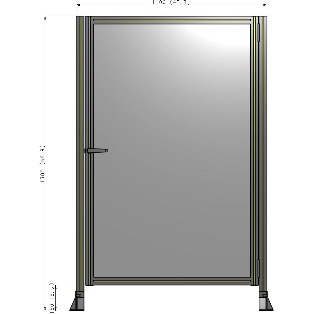 G6-1700-1100-0150-EYPTK DOOR-ROBUST FRAME, HANDLE/INTERNAL EGRESS ON LEFT 1700MM X 1100MM 1/4" POLYCARBONATE, AS A KIT