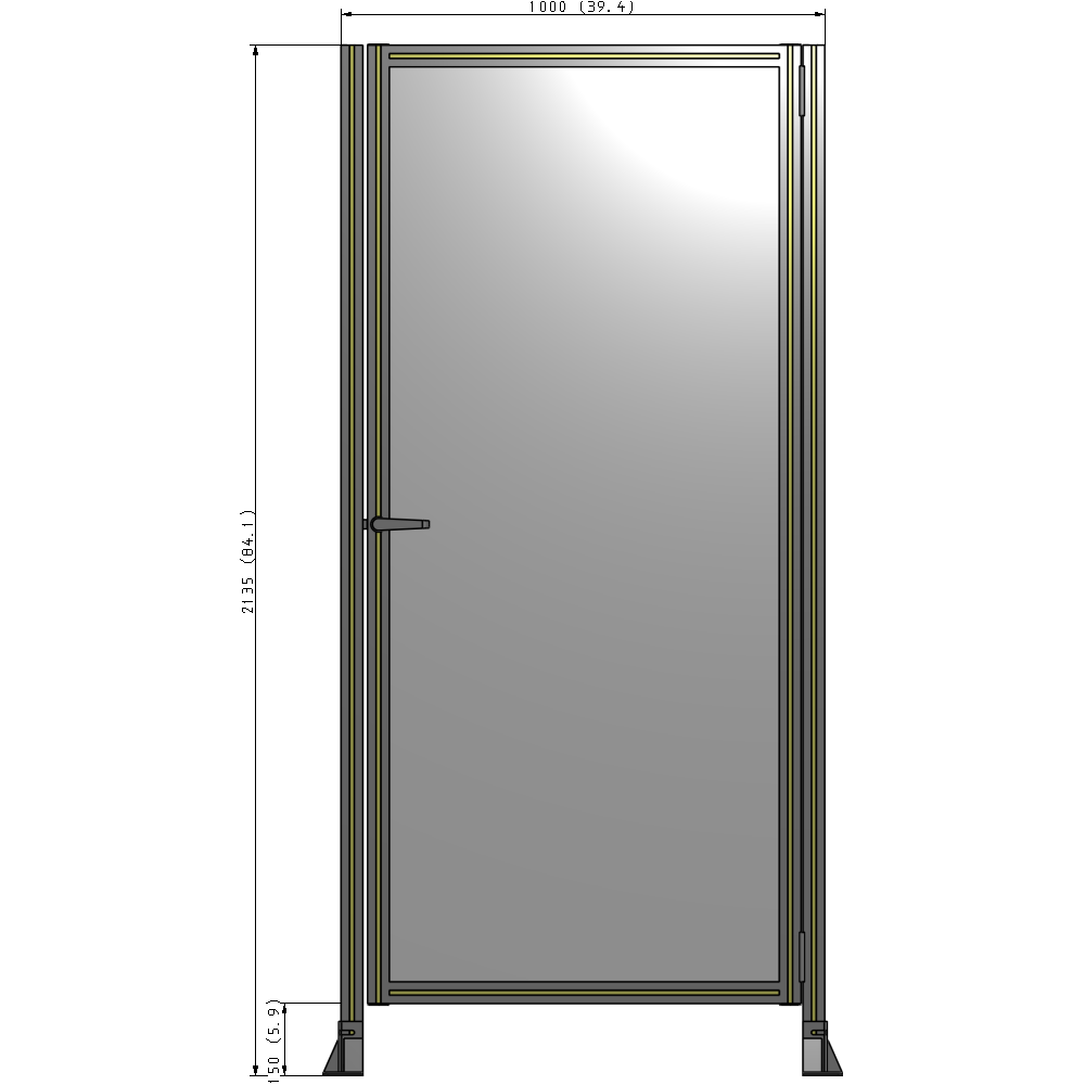 G6-2135-1000-0150-EYPTA DOOR-ROBUST FRAME, HANDLE/INTERNAL EGRESS ON LEFT 2135MM X 1000MM 1/4" POLYCARBONATE, ASSEMBLED