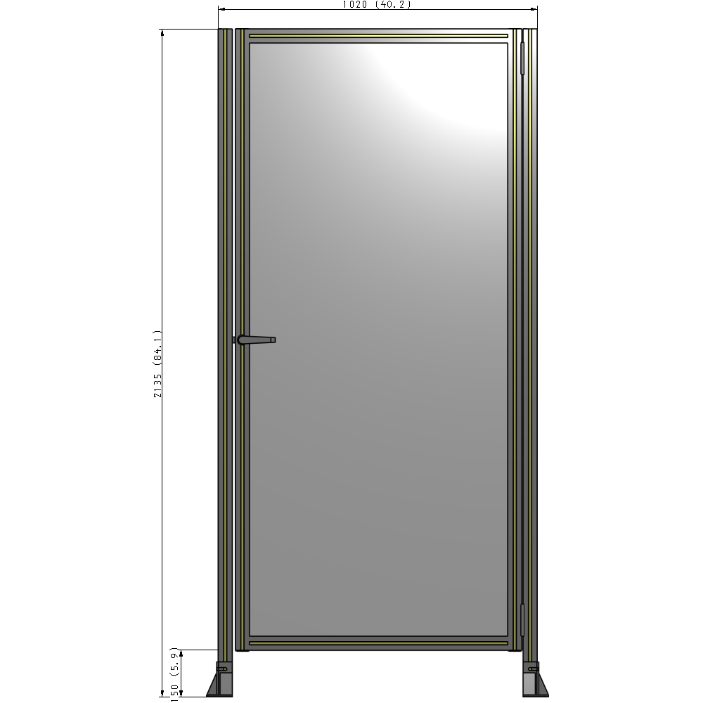 G6-2135-1020-0150-EYPTA DOOR-ROBUST FRAME, HANDLE/INTERNAL EGRESS ON LEFT 2135MM X 1020MM 1/4" POLYCARBONATE, ASSEMBLED