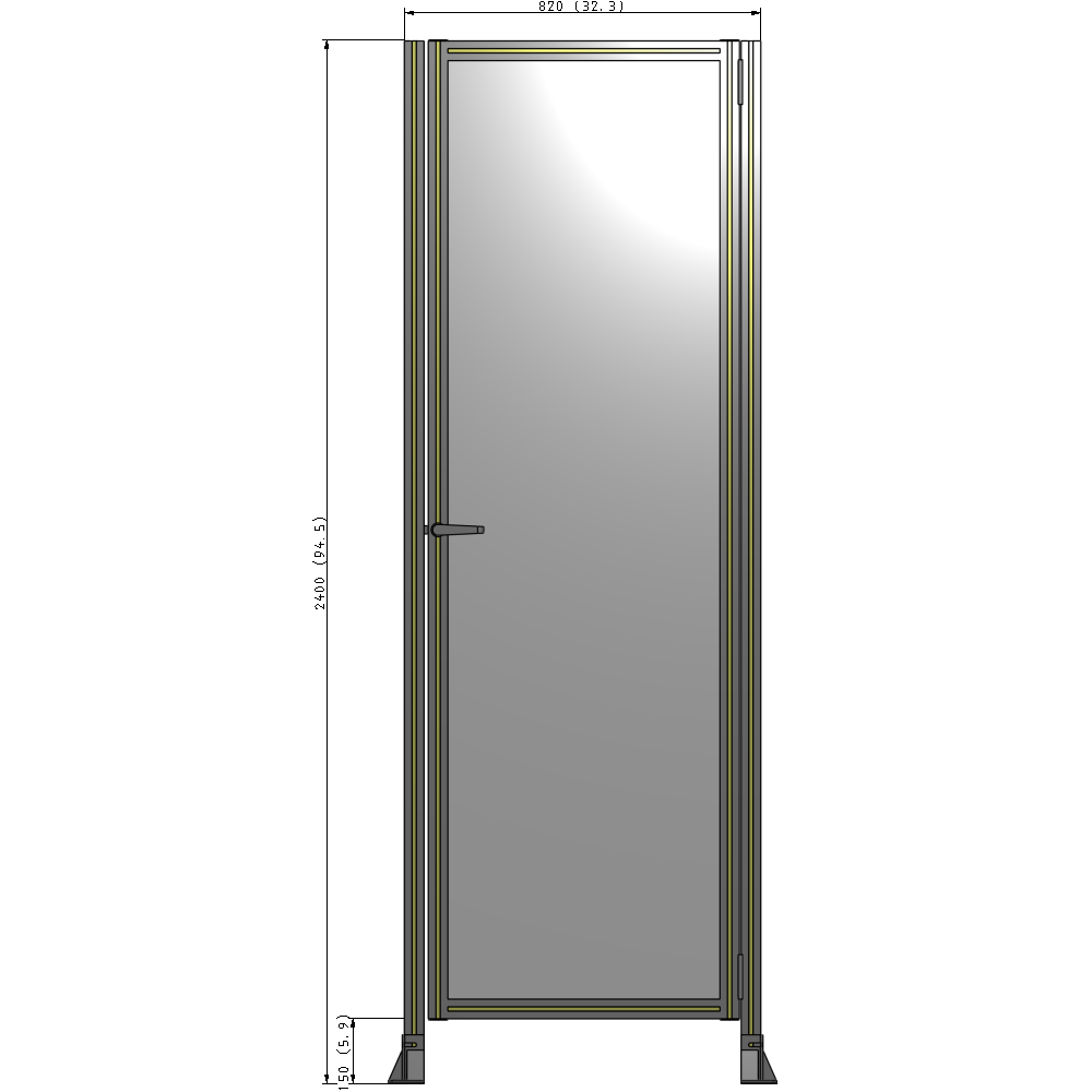 G6-2400-0820-0150-EYPTK DOOR-ROBUST FRAME, HANDLE/INTERNAL EGRESS ON LEFT 2135MM X 820MM 1/4" POLYCARBONATE, AS A KIT