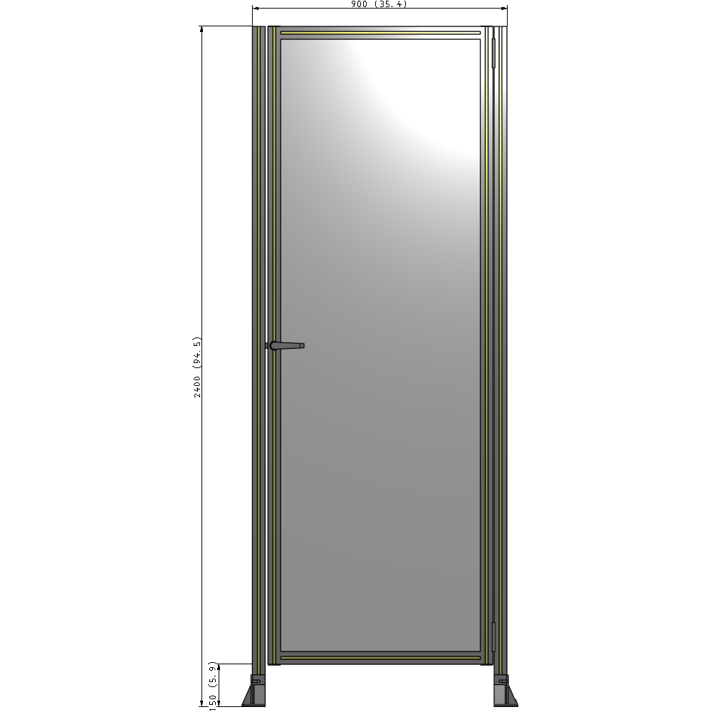 G6-2400-0900-0150-EYPTA DOOR-ROBUST FRAME, HANDLE/INTERNAL EGRESS ON LEFT 2135MM X 900MM 1/4" POLYCARBONATE, ASSEMBLED