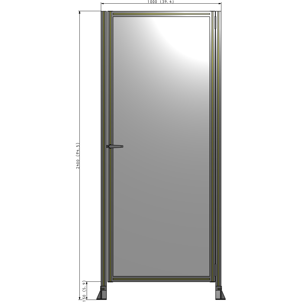 G6-2400-1000-0150-EYPTA DOOR-ROBUST FRAME, HANDLE/INTERNAL EGRESS ON LEFT 2135MM X 1000MM 1/4" POLYCARBONATE, ASSEMBLED