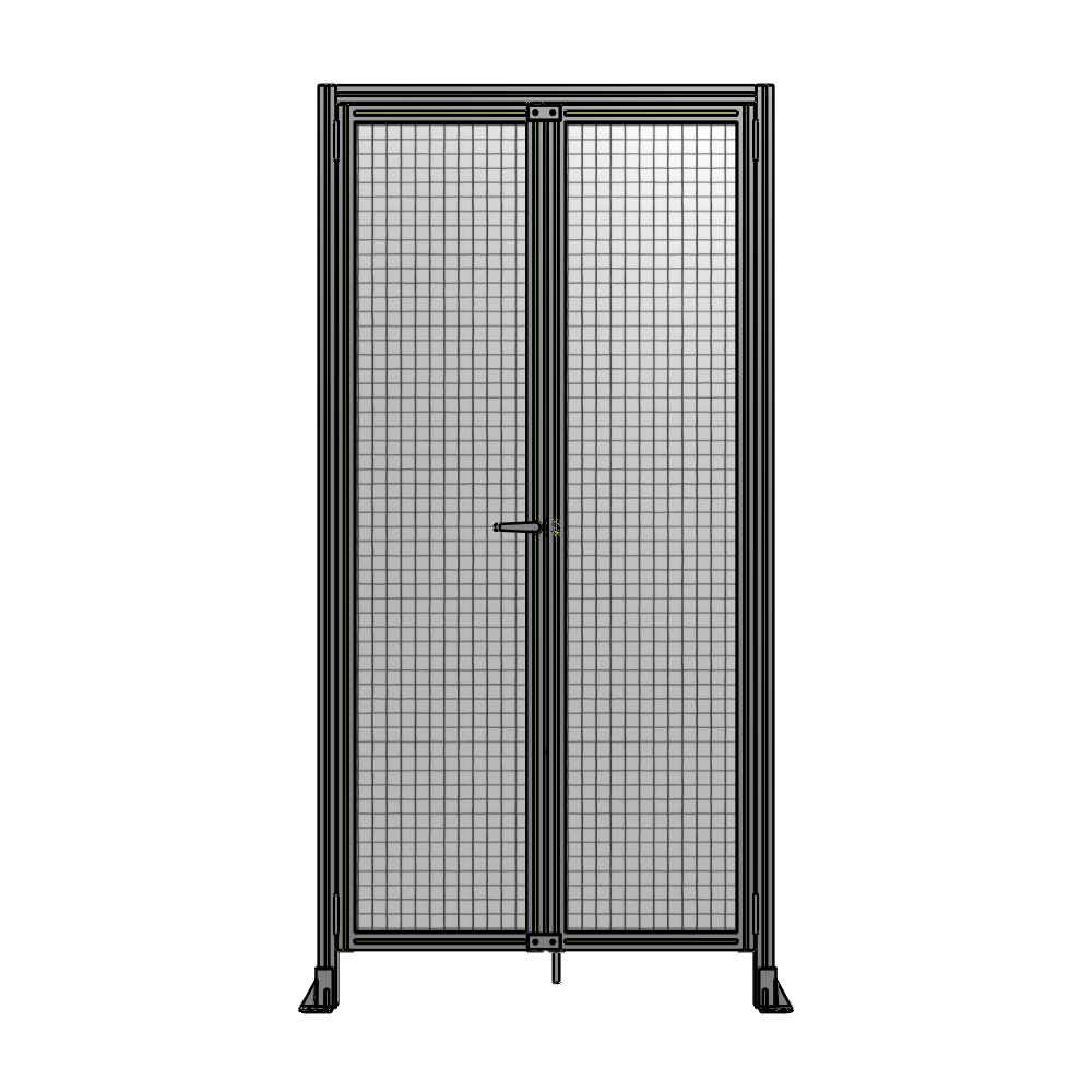 J1-2400-1200-0150-TYMTA SINGLE PANEL, DOUBLE DOOR WITH HEADER-HANDLE ON LEFT 2400MM X 1200MM  1" MESH, ASSEMBLED