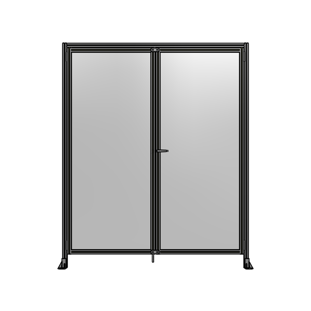 J1-2400-2000-0150-UYPTA SINGLE PANEL, DOUBLE DOOR WITH HEADER-HANDLE ON RIGHT 2400MM X 2000MM 1/4" POLYCARBONATE, ASSEMBLED