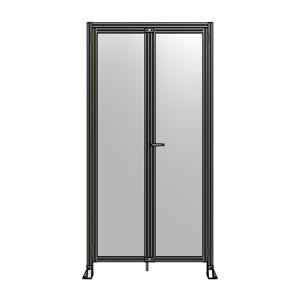J3-2400-1200-0150-UYPTA SINGLE PANEL, DOUBLE DOOR-FRAME W/ HEADER-HANDLE ON RIGHT 2400MM X 1200MM 1/4" POLYCARB, ASSEMBLED