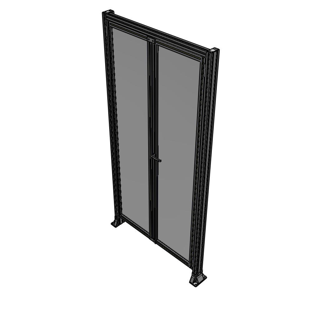 J3-2400-1200-0150-UYPTA SINGLE PANEL, DOUBLE DOOR-FRAME W/ HEADER-HANDLE ON RIGHT 2400MM X 1200MM 1/4" POLYCARB, ASSEMBLED