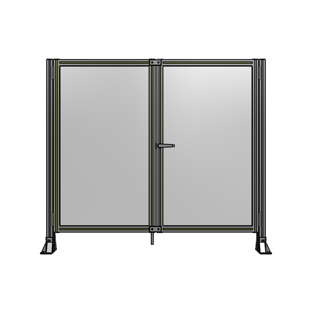 J4-1400-1600-0150-UYPTA SINGLE PANEL, DOUBLE DOOR-FRAME W/O HEADER-HANDLE ON RIGHT 1400MM X 1600MM 1/4" POLYCARB, ASSEMBLED
