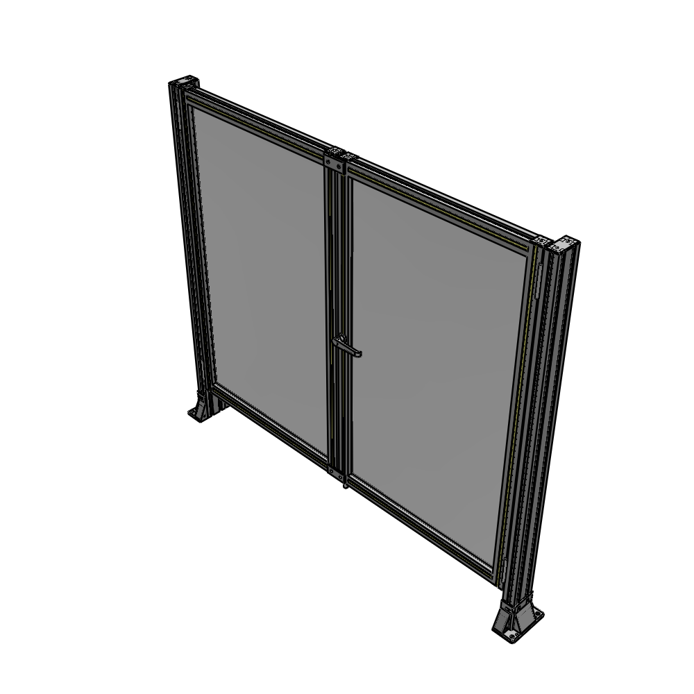 J4-1400-1600-0150-UYPTA SINGLE PANEL, DOUBLE DOOR-FRAME W/O HEADER-HANDLE ON RIGHT 1400MM X 1600MM 1/4" POLYCARB, ASSEMBLED