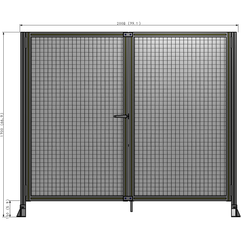 J4-1700-2000-0150-TYMTK SINGLE PANEL, DOUBLE DOOR-FRAME W/O HEADER-HANDLE ON LEFT 1700MM X 2000MM 1" MESH, AS A KIT