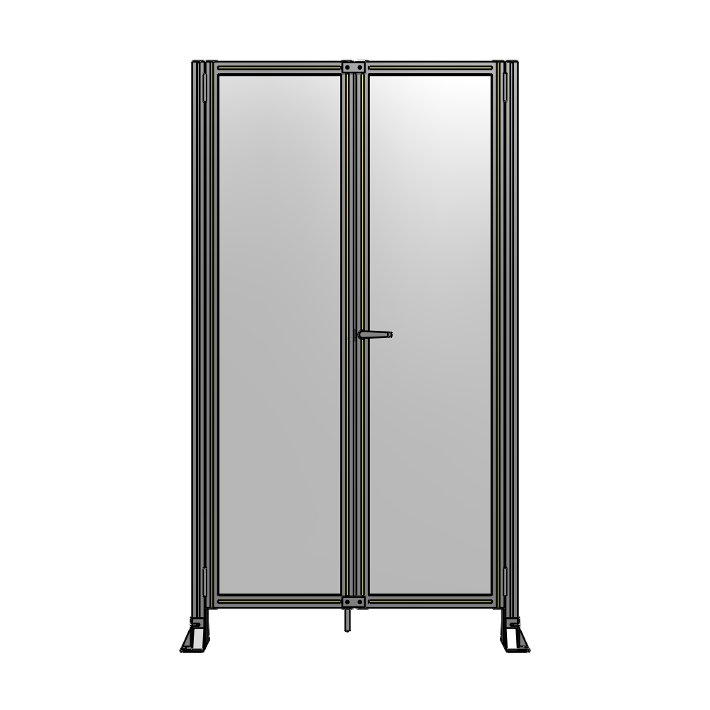J4-2135-1200-0150-UYPTK SINGLE PANEL, DOUBLE DOOR-FRAME W/O HEADER-HANDLE ON RIGHT 2135MM X 1200MM  1/4" POLYCARB, AS A KIT
