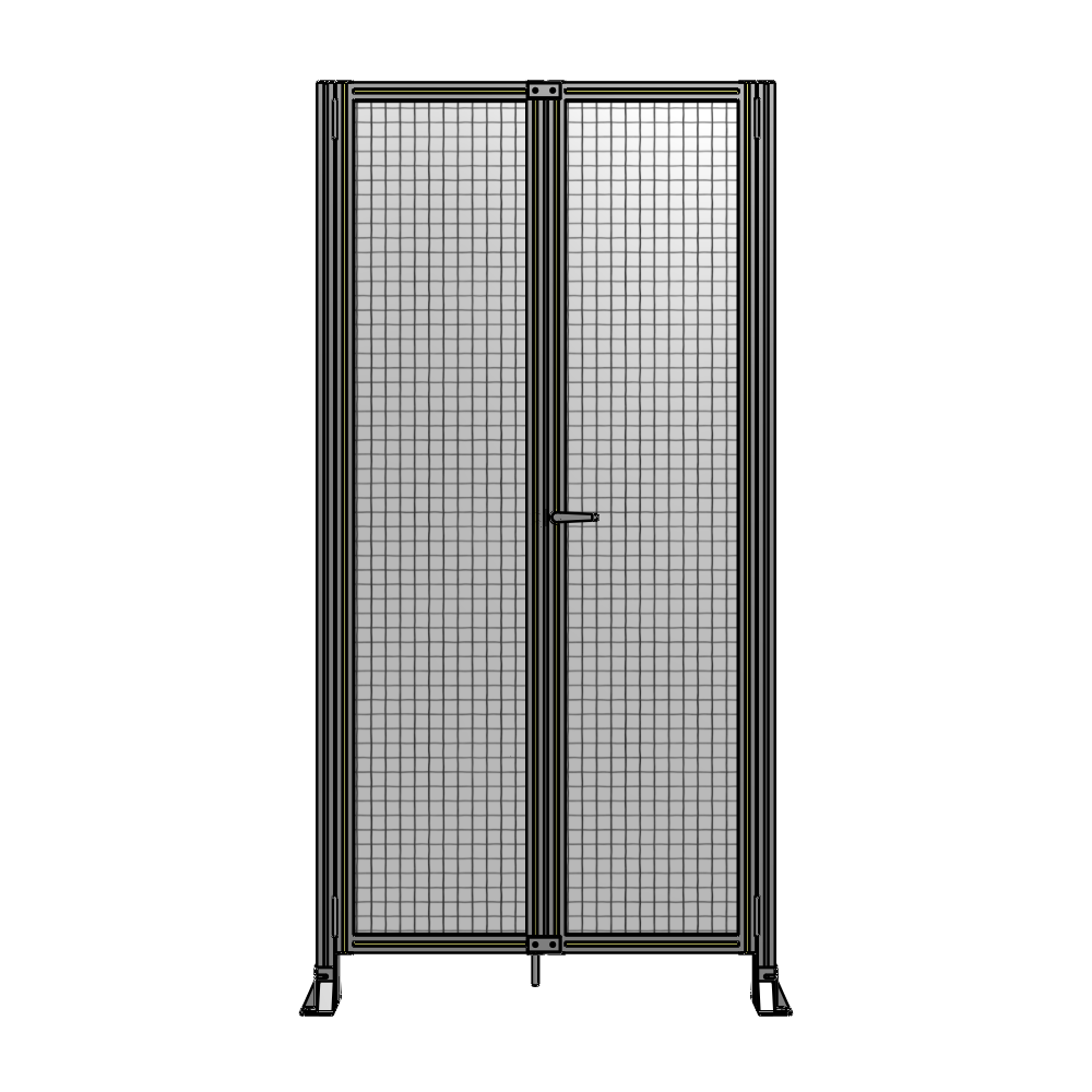 J4-2400-1200-0150-UYMTA SINGLE PANEL, DOUBLE DOOR-FRAME W/O HEADER-HANDLE ON RIGHT 2400MM X 1200MM 1" MESH, ASSEMBLED