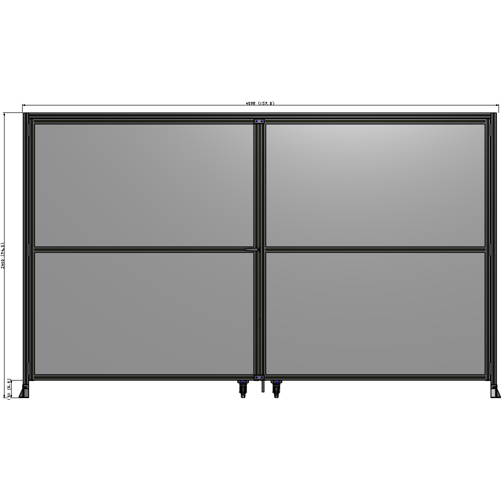 J7-2400-4000-0150-TYPTK DOUBLE PANEL, DOUBLE DOOR-FRAME W/ HEADER- HANDLE ON LEFT 2400MM X 4000MM 1/4" POLYCARB, AS A KIT
