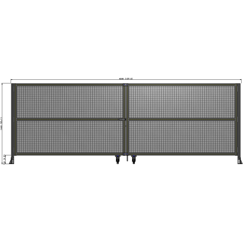 J8-1400-4000-0150-TYMTK DOUBLE PANEL, DOUBLE DOOR-FRAME W/O HEADER-HANDLE ON LEFT 1400MM X 4000MM  1" MESH, AS A KIT