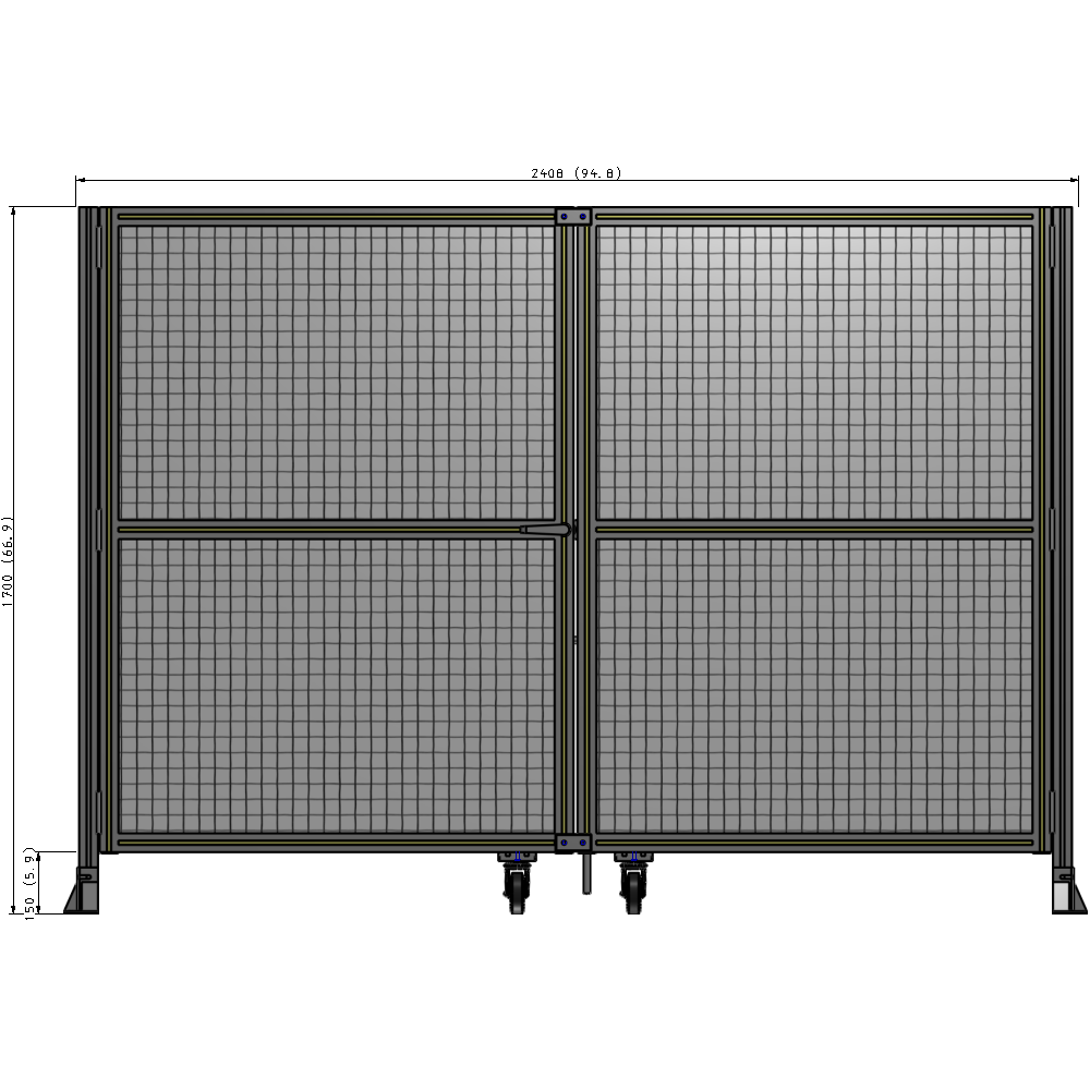 J8-1700-2400-0150-TYMTK DOUBLE PANEL, DOUBLE DOOR-FRAME W/O HEADER-HANDLE ON LEFT 1700MM X 2400MM 1" MESH, AS A KIT
