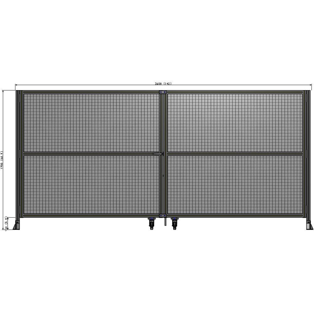 J8-1700-3600-0150-TYMTA DOUBLE PANEL, DOUBLE DOOR-FRAME W/O HEADER-HANDLE ON LEFT 1700MM X 3600MM  1" MESH, ASSEMBLED