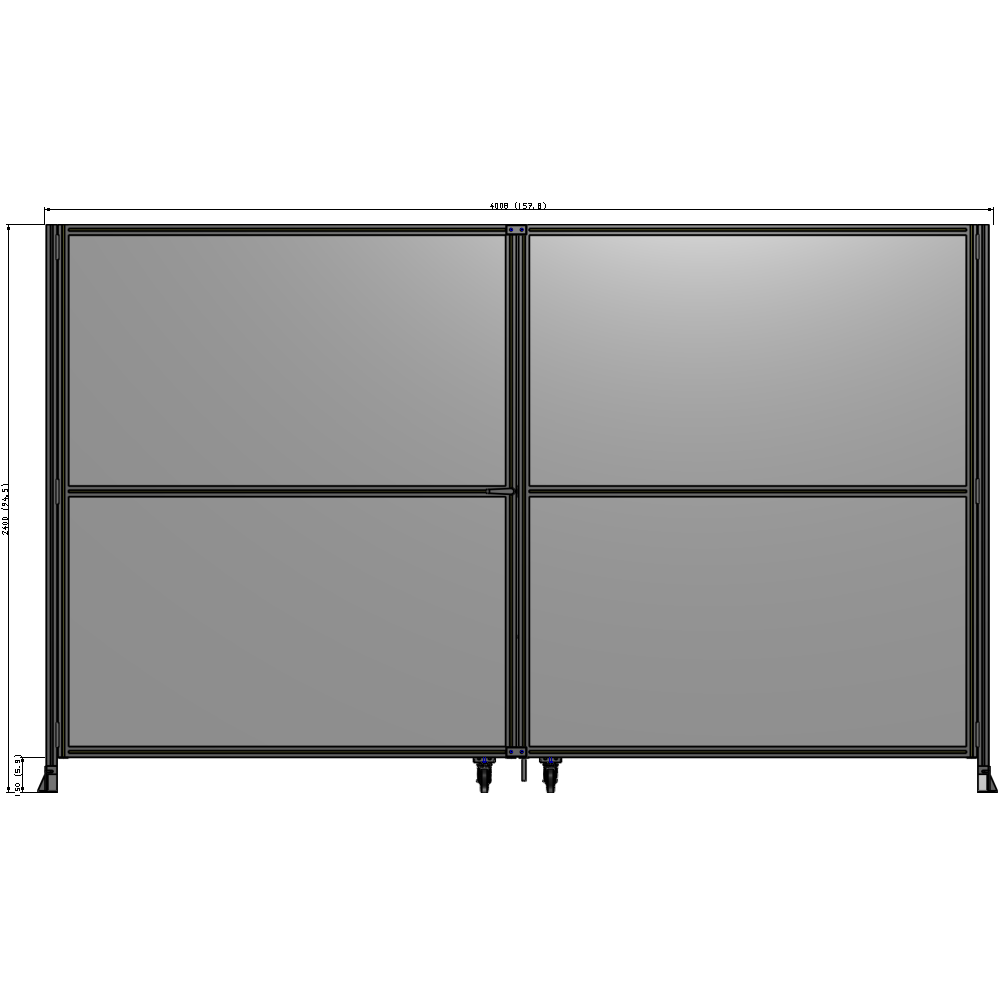 J8-2400-4000-0150-TYPTK DOUBLE PANEL, DOUBLE DOOR-FRAME W/O HEADER-HANDLE ON LEFT 2400MM X 4000MM 1/4" POLYCARB, AS A KIT