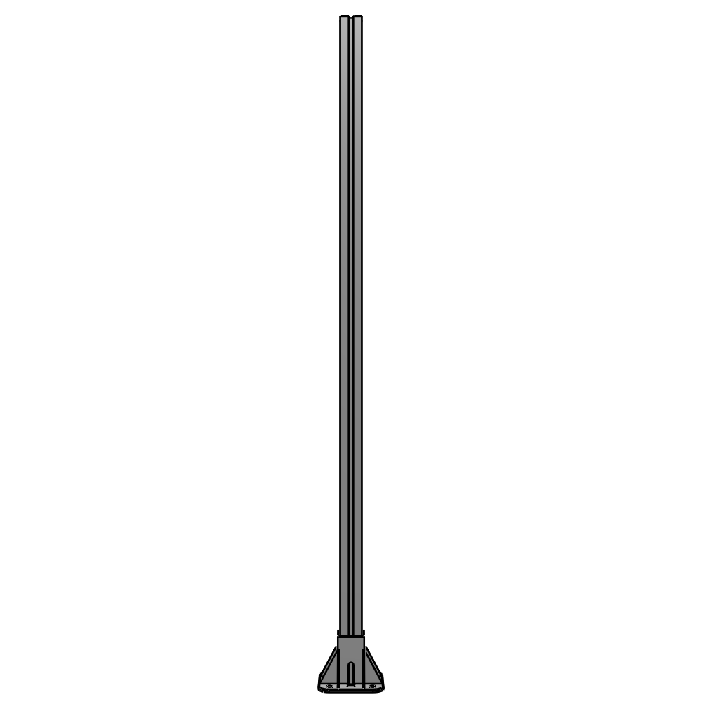K1-1400-ZFA VERTICAL POST-4 SIDED FOOT, YELLOW INSERT, NO END CAP 45 MM X 45 MM X 1400 MM TALL, FULLY ASSEMBLED