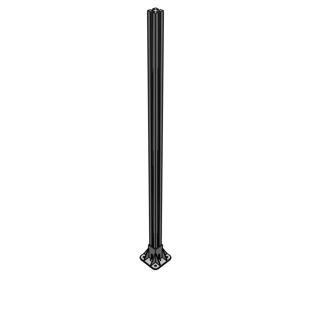 K1-1400-ZFA VERTICAL POST-4 SIDED FOOT, YELLOW INSERT, NO END CAP 45 MM X 45 MM X 1400 MM TALL, FULLY ASSEMBLED