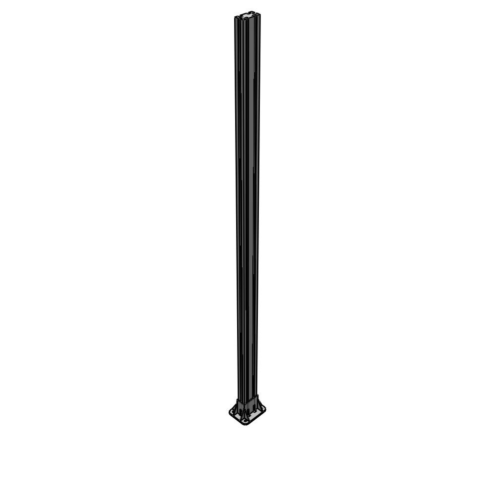 K2-2135-ZFA VERTICAL POST-4 SIDED FOOT, YELLOW INSERT, NO END CAP 45 MM X 90 MM X 2135 MM TALL, FULLY ASSEMBLED