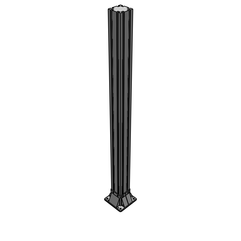 K3-1400-ZFA VERTICAL POST-4 SIDED FOOT, YELLOW INSERT, NO END CAP 90 MM X 90 MM X 1400 MM TALL, FULLY ASSEMBLED