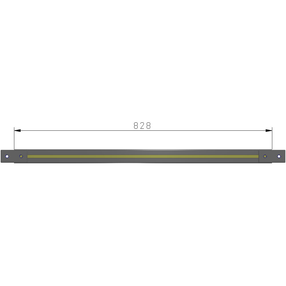 L1-0828-YTA 828MM LONG HALF STRAP, MOUNTS HORIZONTAL ON 1800MM WIDE DOUBLE WALL SECTIONS