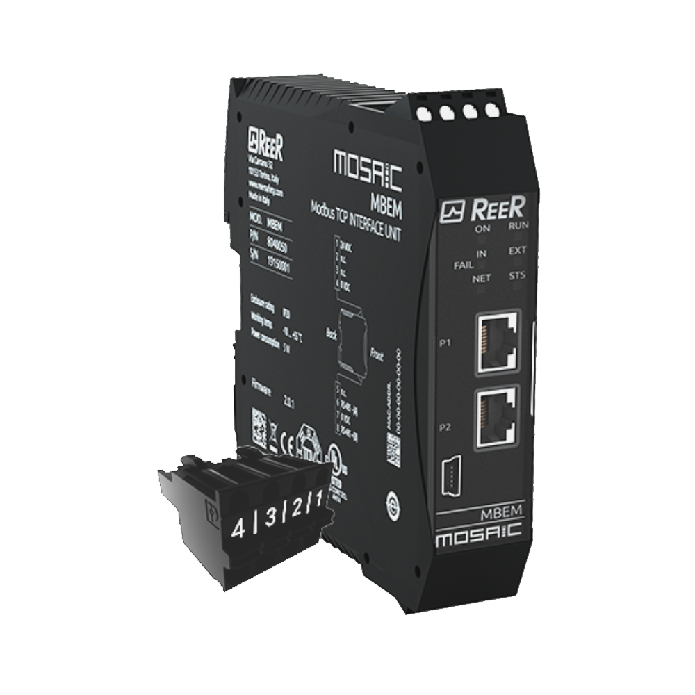 1100183 REER FIELDBUS COMMUNICATION EXPANSION UNIT,MODBUS TCP, CLAMP TERMINAL BLOCKS, HEIGHT 36MM(MBEMC)