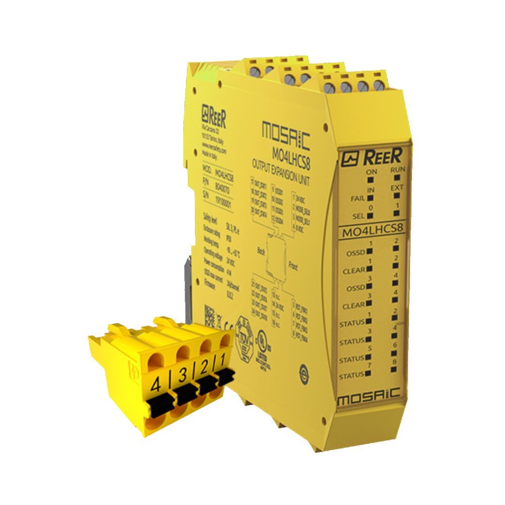 1100132 REER OUTPUTS EXPANSION, 4 SINGLE OSSD(SIL 3)HIGH CURRENT(2A PER CHANNEL) CLAMP TERM BLOCK(MO4LHCS8C)