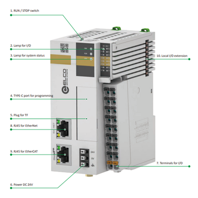 LOGIC X3-432N311 ELCO MOTION CONTROLLER X3 SERIES, RJ45 ETHERNET, SUPPORT MODBUSTCP, OPCUA, SOCKET COM, ETHERCAT MASTER, RS-232+RS-485, 8DI (4HDI)+8DO(4HDO) (NPN)