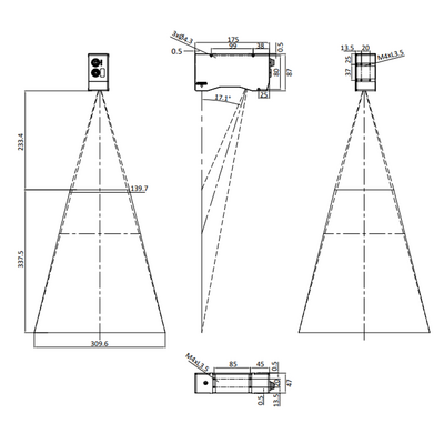LVM2470 ELCO 3D SENSOR LVM24 SERIES, INT CPU, UP TO 8 SENSORS W/ C800, RANGE 233.4 - 570.9MM, FOV 139.7 - 309.6MM, ENC TRIG/2DO/RS485, PROFINET/ModbusTCP