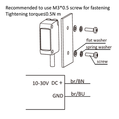 OS10S-SL6 ELCO PHOTOELECT SENSOR, OS10S-SERIES, OPPOSED EMITTER, LASER BEAM, OR:30 M, 10TO30VDC, -20TO60 DEG C, CABLE 2M
