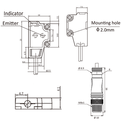 OS4-ELP6-0.3-Q8 ELCO PHOTOELECT SENSOR, OS4-SERIES, FRONT-OPPOSED, RECEIVER, RED BEAM, OR:1 M, PNP, LO, 10TO30VDC, -10TO55 DEG C, SW FRQ:800HZ, 0.3 M CABLE+M8 4-PIN