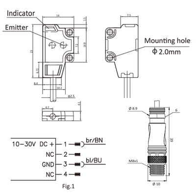 OS4-S6-0.3-Q8 ELCO PHOTOELECT SENSOR, OS4-SERIES, FRONT-OPPOSED, EMITTER, RED BEAM, OR:1 M, 10TO30VDC, -10TO55 DEG C, 0.3 M CABLE+M8 4-PIN