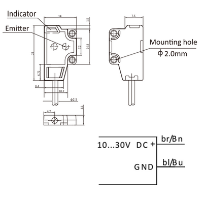 OS4-S6 ELCO PHOTOELECT SENSORS, OS4-SERIES, FRONT-OPPOSED, EMITTER, RED BEAM, OR:1 M, 10TO30VDC, -10TO55 DEG C, CABLE 2M