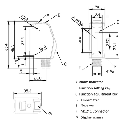 OSM40-KL35CBLIU6 ELCO DISTANCE SENSOR(TRI), OSM40-SERIES, RED LASER, OR:25-35MM, RES: 0.001MM, NPN/PNP, ANALOG 4-20 MA/0-5VDC/0-10VDC, 10-30VDC,  2M CABLE
