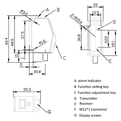OSM40-KL300CB6/485 ELCO DISTANCE SENSOR(TRI), OSM40-SERIES, RED LASER, OR:100-300MM, RES: 0.1MM, NPN/PNP, RS-485, 10-30VDC,  2M CABLE
