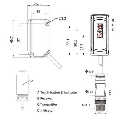 OSM41-K4000CBLU6 ELCO DISTANCE SENSOR(TOF), OSM41-SERIES, INFARED LASER + LASER INDICATION, OR:50-4000MM, RES: 3MM, NPN/PNP, ANALOG 0-5VDC/0-10VDC, 10-30VDC,  2M CABLE