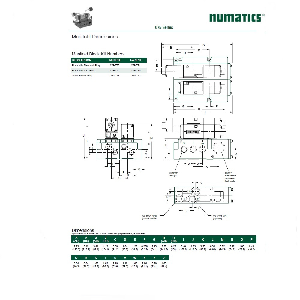 072SS43AK000030 NUMATICS/AVENTICS SOLENOID VALVE/BASE<BR>075 SERIES 4/2 DETENT 120VAC 1/4" NPT