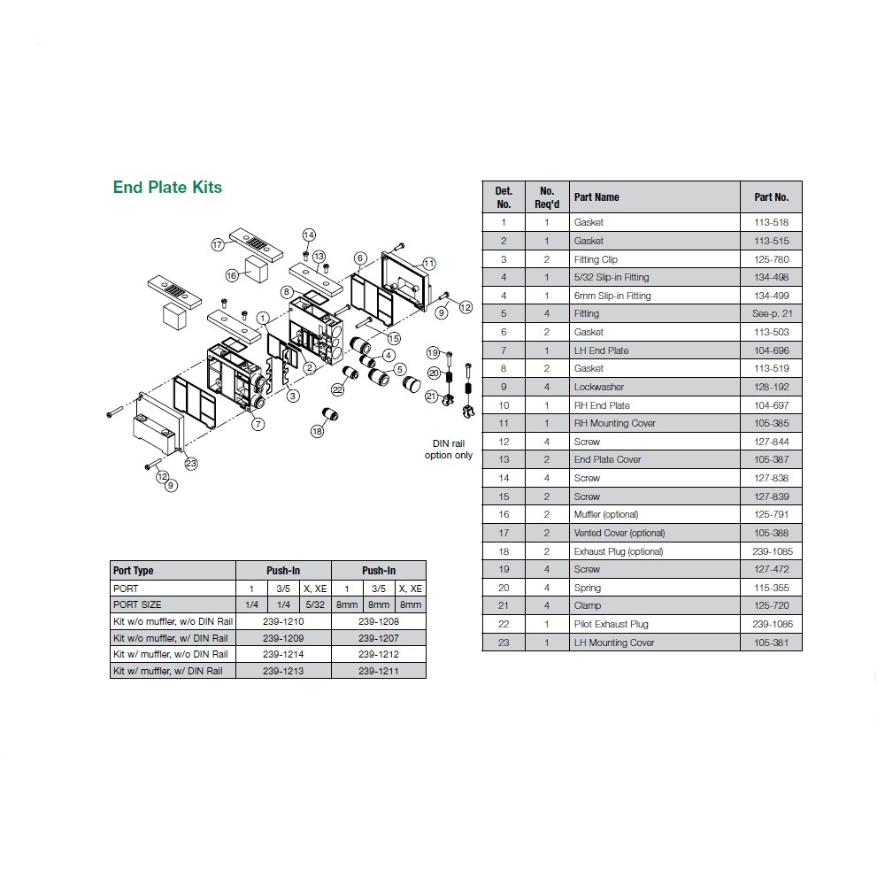 113-519 NUMATICS/AVENTICS END PLATE PART<BR>2002 SERIES GASKET END PLATE/COVER