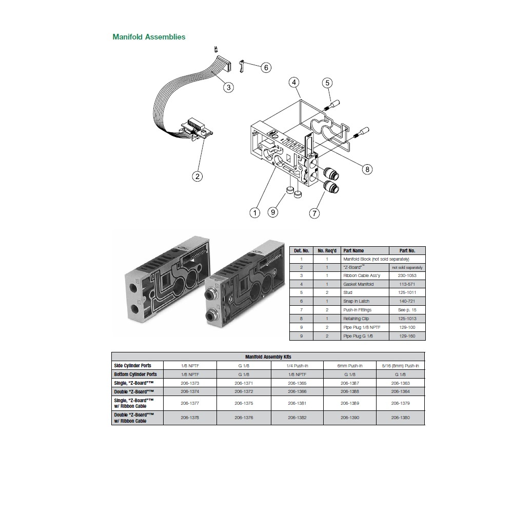 206-1377 NUMATICS/AVENTICS MANIFOLD BLOCK<BR>2005 SERIES 1/8" NPT S/B PORTS SZB W/RC (R1)